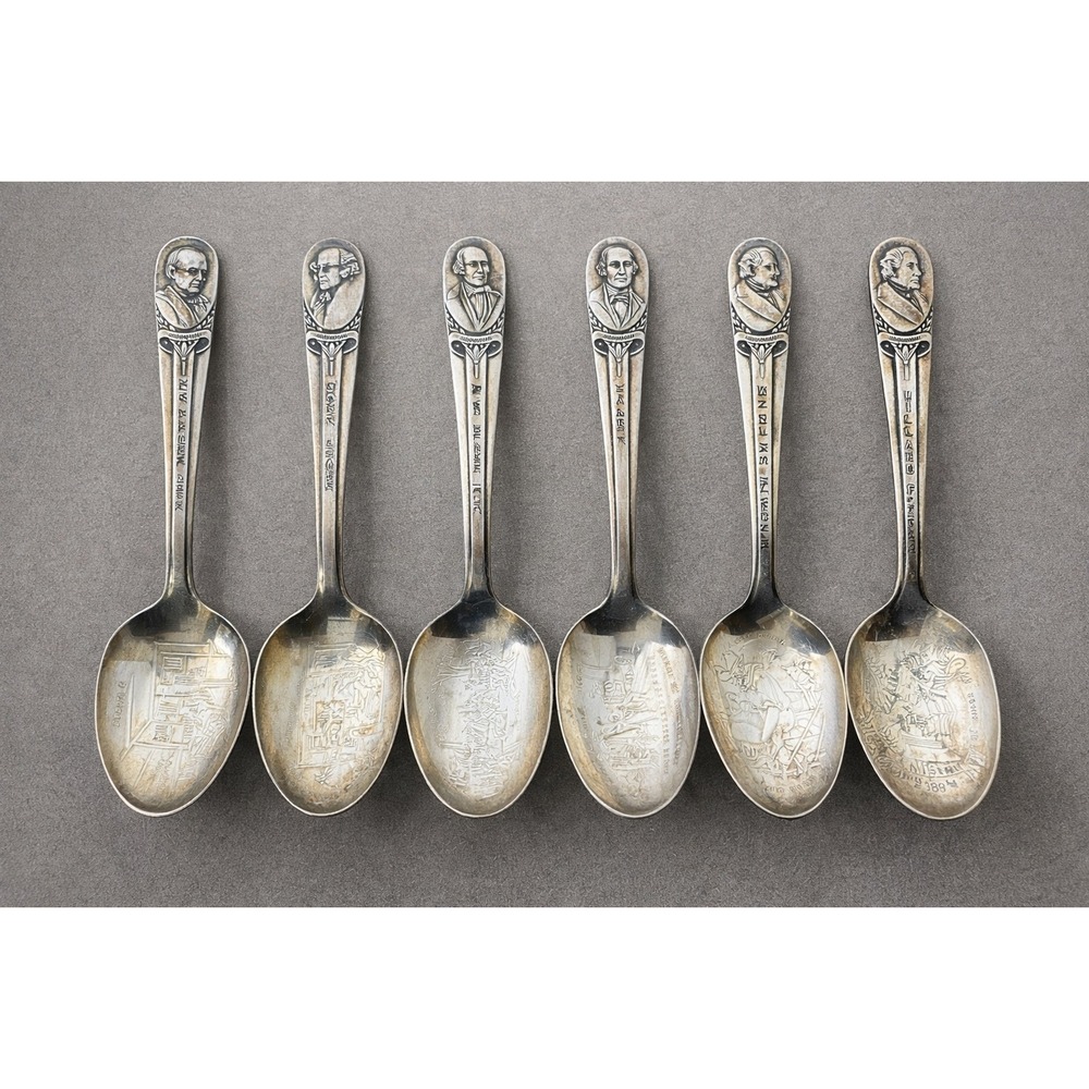 Vintage WM Rogers Presidential Spoon Series‎ Lot of 7 US History Silverplate